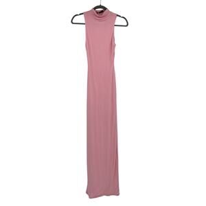 Naked Wardrobe Women's XS Pink Mock Neck Sleeveless Bodycon Maxi Dress NWT